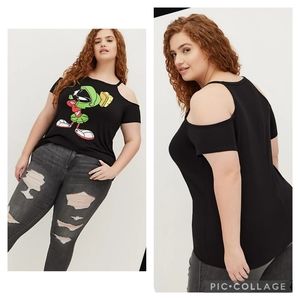 Torrid Looney Tunes Marvin Martian Cold Shoulder TeeShirt   3x24 4x26 5x28 6x30
